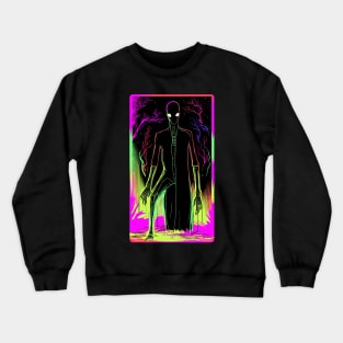 Neon Slenderman Art - Electrifying Urban Legend Crewneck Sweatshirt